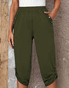 Full Size Roll-Tab Capris Pants