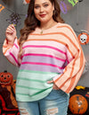 Plus Size Striped Round Neck Long Sleeve Sweater