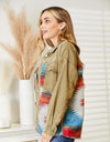 Dropped Shoulder Long Sleeve Printed Denim Jacket