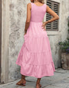 Smocked Scoop Neck Sleeveless Tank Dress