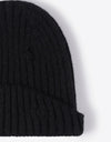 Distressed Rib-Knit Beanie