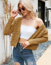 Open Front Cuffed Cropped Cardigan