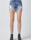 RISEN Raw Hem Asymmetrical Waist Denim Shorts