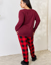 Zenana Full Size Plaid Round Neck Top and Pants Pajama Set