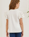 Round Neck Flutter Sleeve T-Shirt