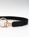 Double Ring Buckle Elastic PU Belt