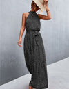 Printed Sleeveless Tie Waist Maxi Dress