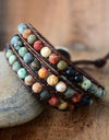 Handmade Triple Layer Beaded Agate Bracelet