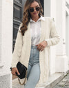 Open Front Cable-Knit Cardigan