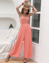 Openwork Spaghetti Strap Wide Leg Jumpsuit