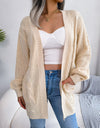 Cable-Knit Open Front Pocketed Cardigan