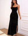 Sequin Backless Split Maxi Dress