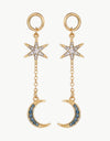 5-Pair Wholesale Inlaid Rhinestone Star and Moon Drop Earrings