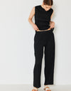 Marina West Swim Pleated Elastic-Waist Straight Pants