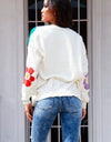 Flower Pattern Open Front Long Sleeve Cardigan