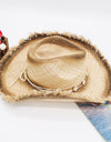 Raw Hem Wide Brim Raffia Hat