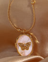 Butterfly Shell Pendant Copper Necklace