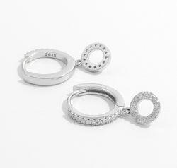 925 Sterling Silver Inlaid Zircon Hoop Dangle Earrings