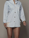 Distressed Long Sleeve Longline Denim Jacket