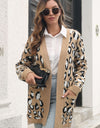 Leopard Open Front Cardigan with Pockets