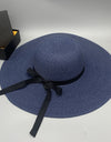 Bow Paper Braided Wide Brim Hat