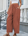 Drawstring Pocketed Wide Leg Pant