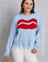 Lip Fringe Round Neck Sweater