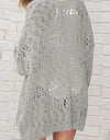 Openwork Open Front Long Sleeve Cardigan