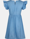 Full Size Ruffled Round Neck Cap Sleeve Denim Dress