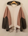 Plus Size Color Block Long Sleeve Hoodie