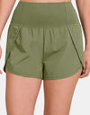 Zenana High-Waisted Zippered Back Pocket Active Shorts