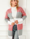 Striped Open Front Long Sleeve Cardigan