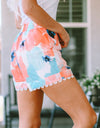 Printed Lace Trim Shorts with Pockets