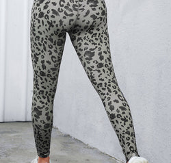 Leopard Print Wide Waistband Leggings