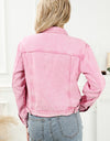 Pocketed Button Up Collared Neck Denim Jacket