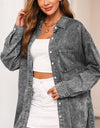 Button Up Dropped Shoulder Denim Top