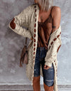 Openwork Long Sleeve Open Front Hooded Cardigan