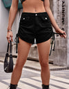 Drawstring Denim Shorts with Pockets