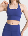 Scoop Neck Crisscross Straps Sports Bra