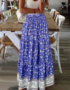 Full Size Tiered Printed Elastic Waist Skirt