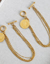 Coin Pendant Toggle clasp 18K Gold-Plated Bracelet