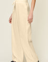 Double Take Full Size Texture Drawstring Wide Leg Pants