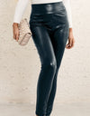 PU High Waist Straight Pants