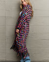 Multicolored Open Front Fringe Hem Cardigan