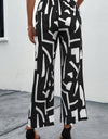 Printed Straight Leg Pants with Pockets