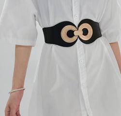 Alloy Buckle Elastic PU Belt