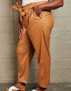 HEYSON Powerful You Full Size Faux Leather Paperbag Waist Pants