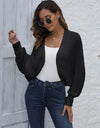Bat Sleeve Open Front Short Cardigan