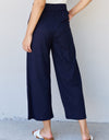 And The Why In The Mix Full Size Pleated Detail Linen Pants in Dark Navy