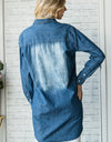 Veveret Pocketed Button Up Washed Denim Shirt